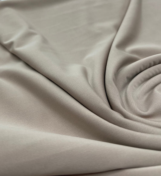 Stone Plain Shiny Soft Touch Slinky 4 Way Stretch Fabric