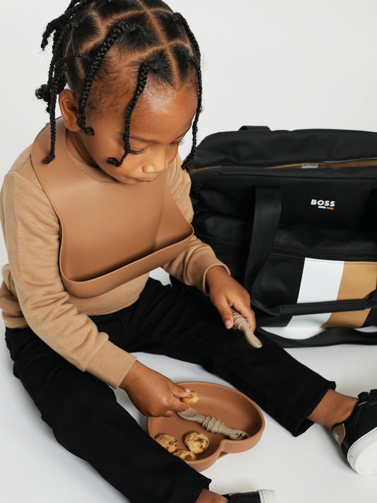 Bloom Bambini Silicone Heart Shaped Suction Plates in Brown