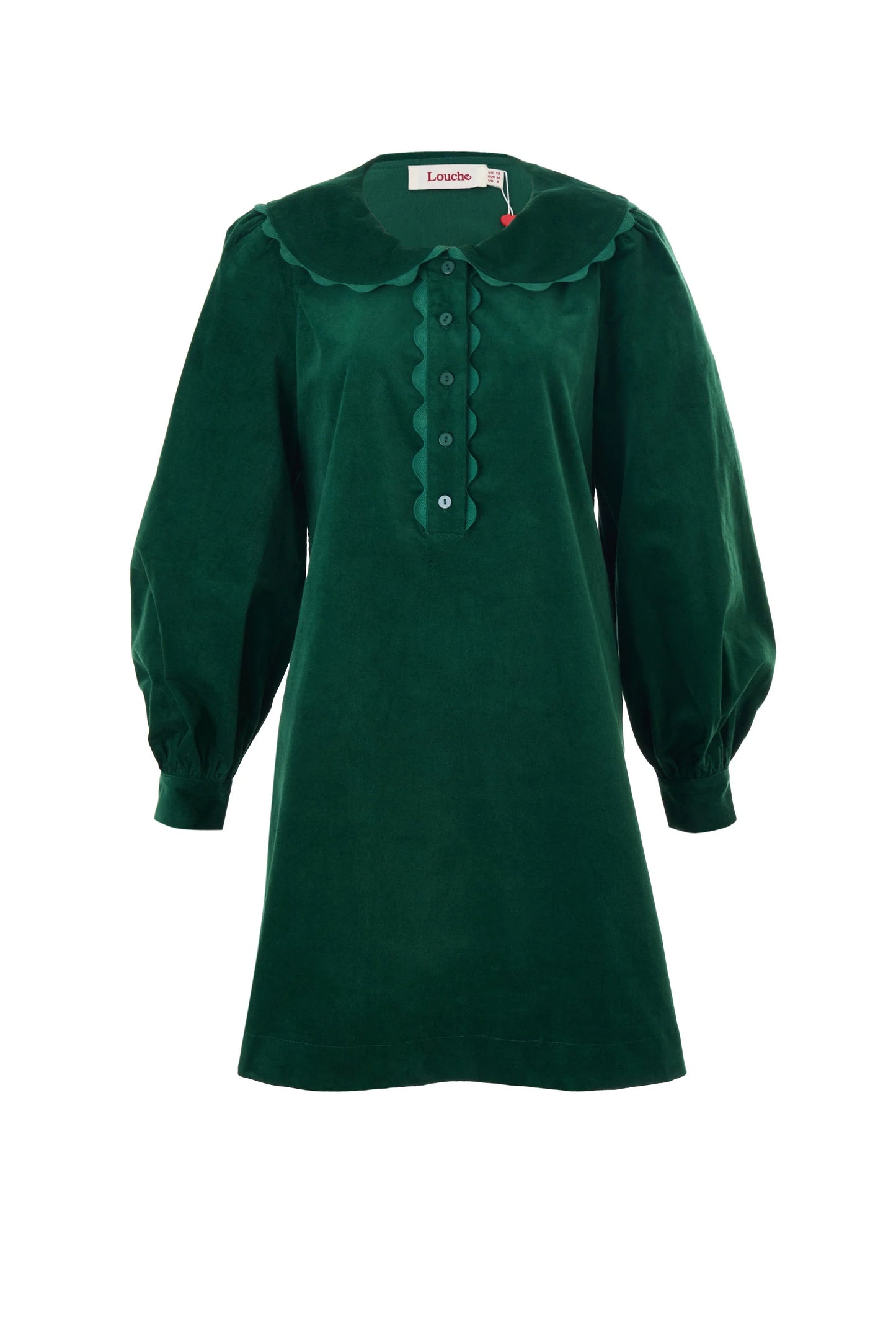Bonny Baby cord Long Sleeve Mini Dress - Dark Green