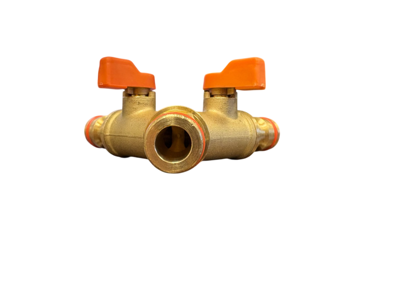 3 Way Male Snap-On Connector Brass + Valves