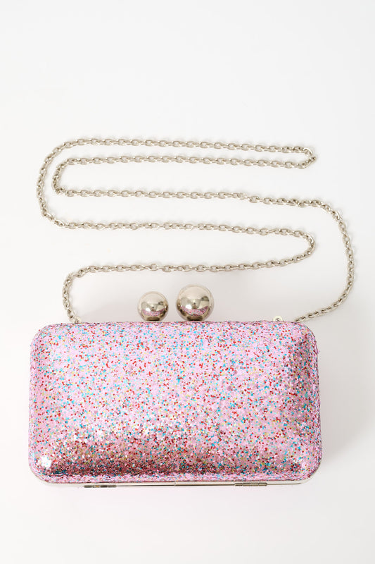 Bubble Pink Gilitter Clutch