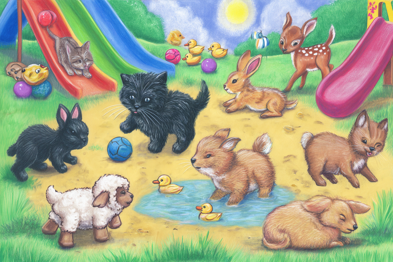 Baby Animals Playground Canvas