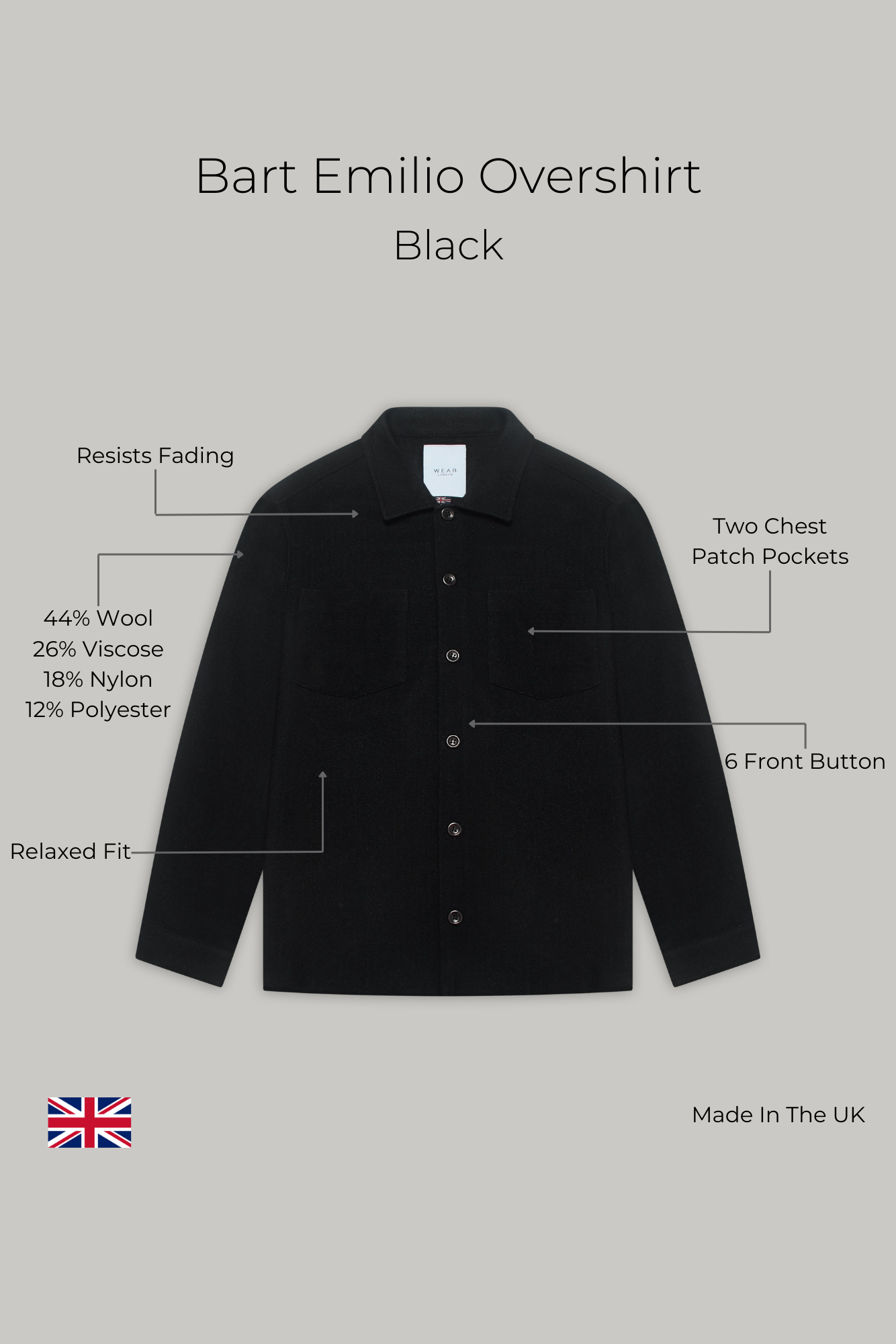 Bart Emilio Overshirt - Black