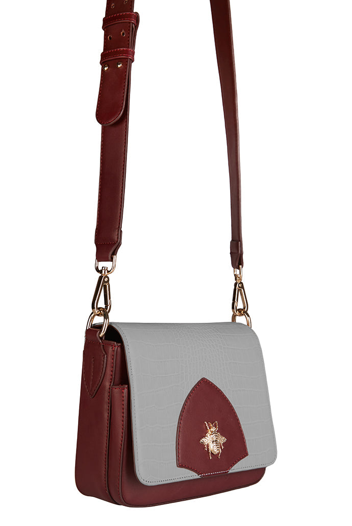 Baye Crossbody Burgandy Bag in Grey