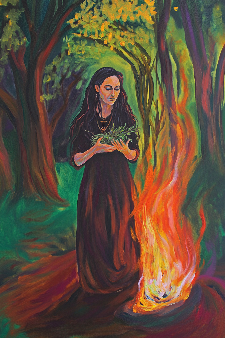 Bealtaine Priestess Offering Canvas