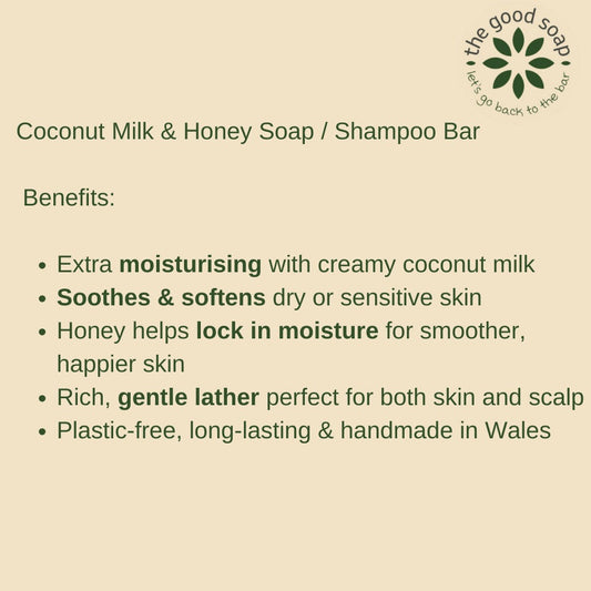 Coconut Milk and Honey - Moisturising Soap and Shampoo Bar