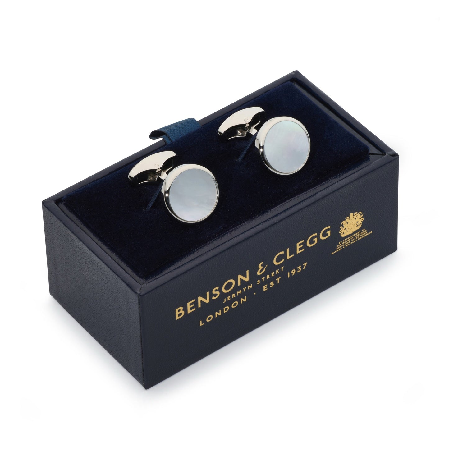 Mother Of Pearl Round Cufflinks In Silver