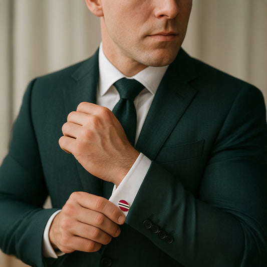 Stripe Cufflinks In Red And Navy Enamel
