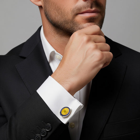 Sunburst Enamel Cufflinks In Gold Radiance