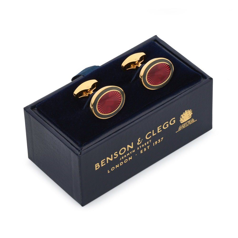 Sunburst Enamel Cufflinks In Wine