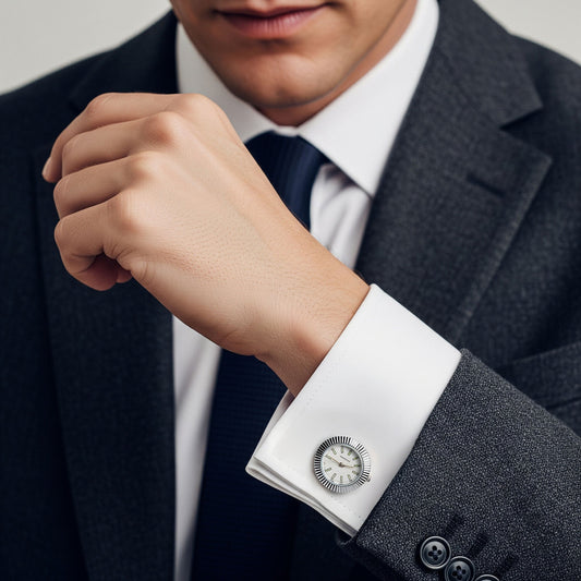Working Watch Cufflinks In Silver and White