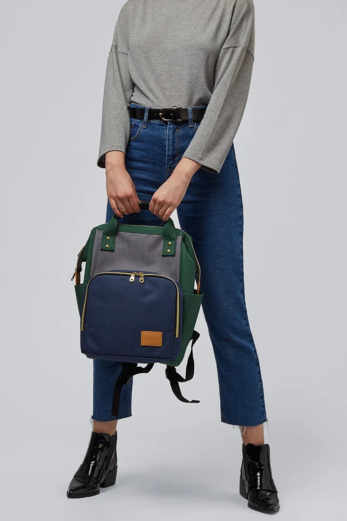 Billie Colour Block Pocket Backpack Green