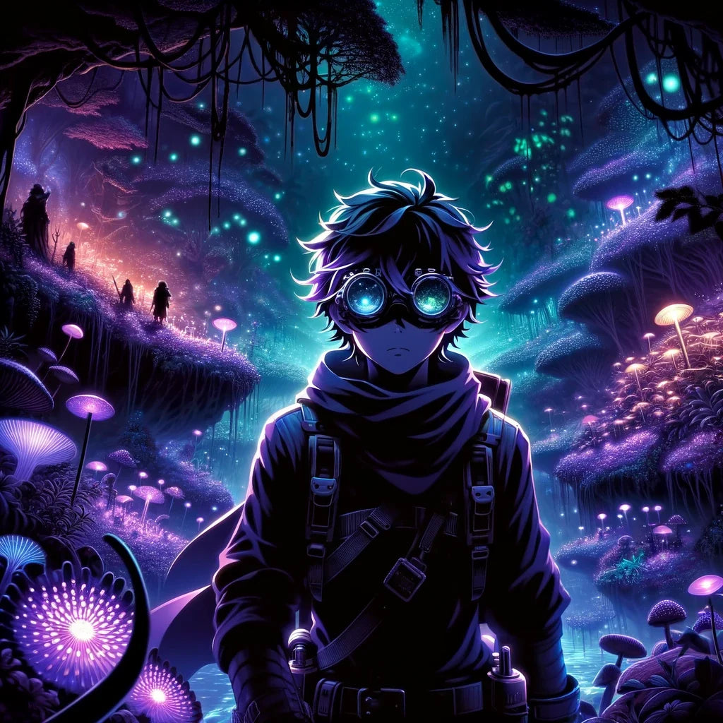 Bioluminescent Shadow Realm Cotton Cushion