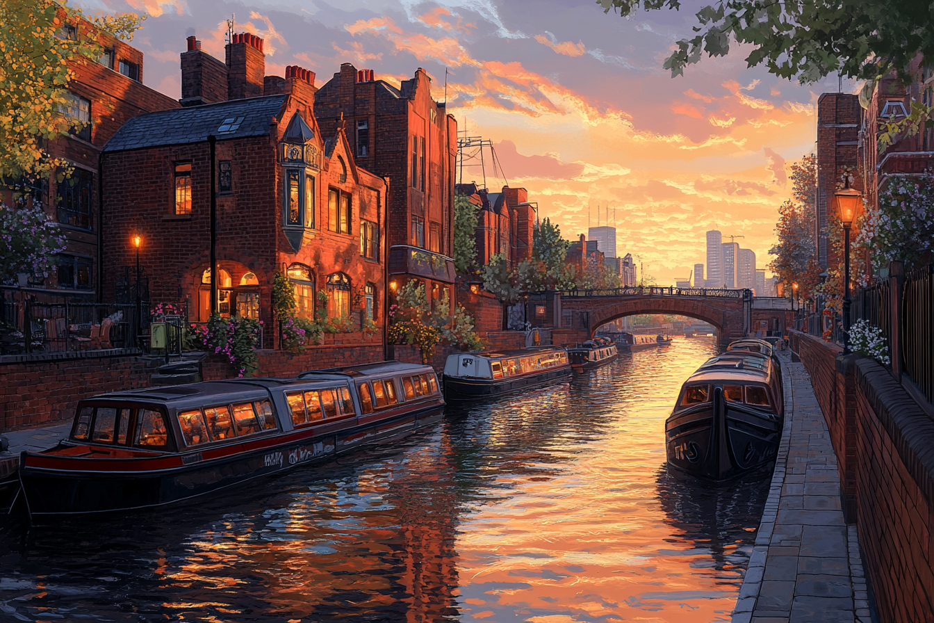 Birmingham Canal Sunset Harmony Canvas