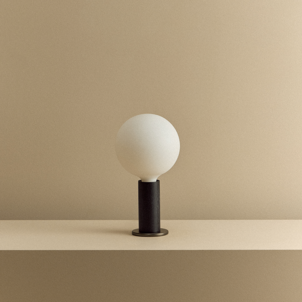 Knuckle Table Lamp in Blackened Oak + Sphere IV