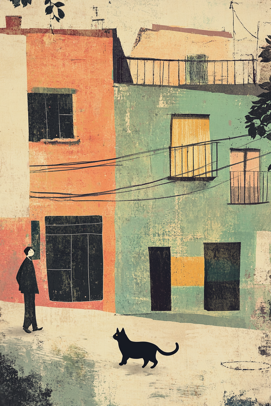 Black Cat Crossing Canvas