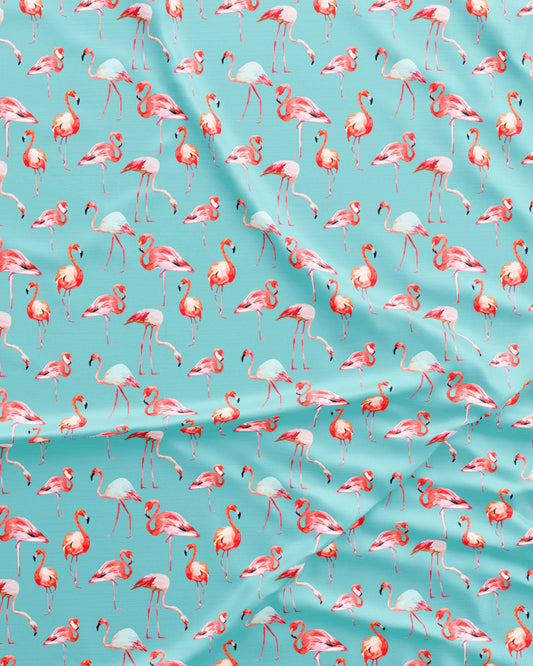 Girls Long Pyjamas - Blue Flamingos