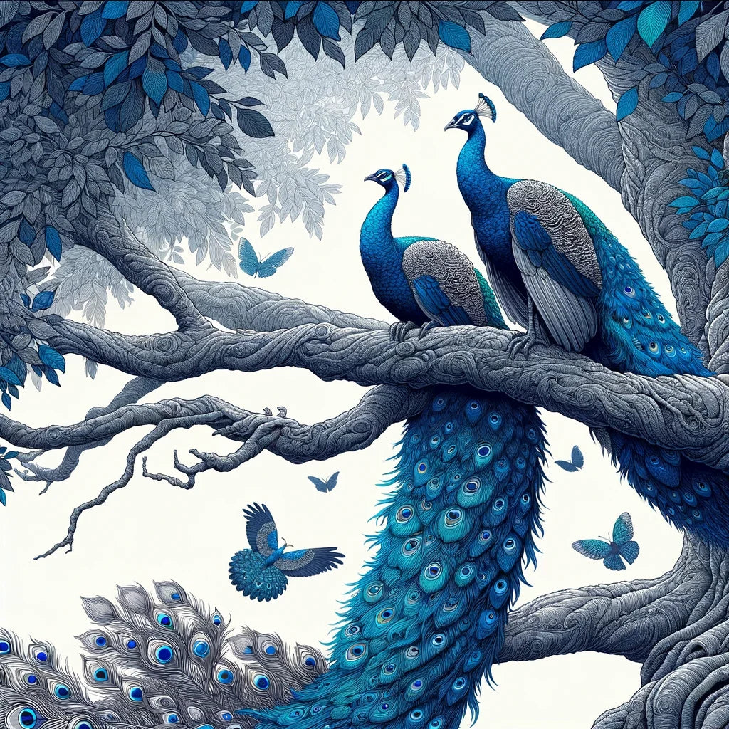 Blue Majesty Peacock Display Cotton Cushion