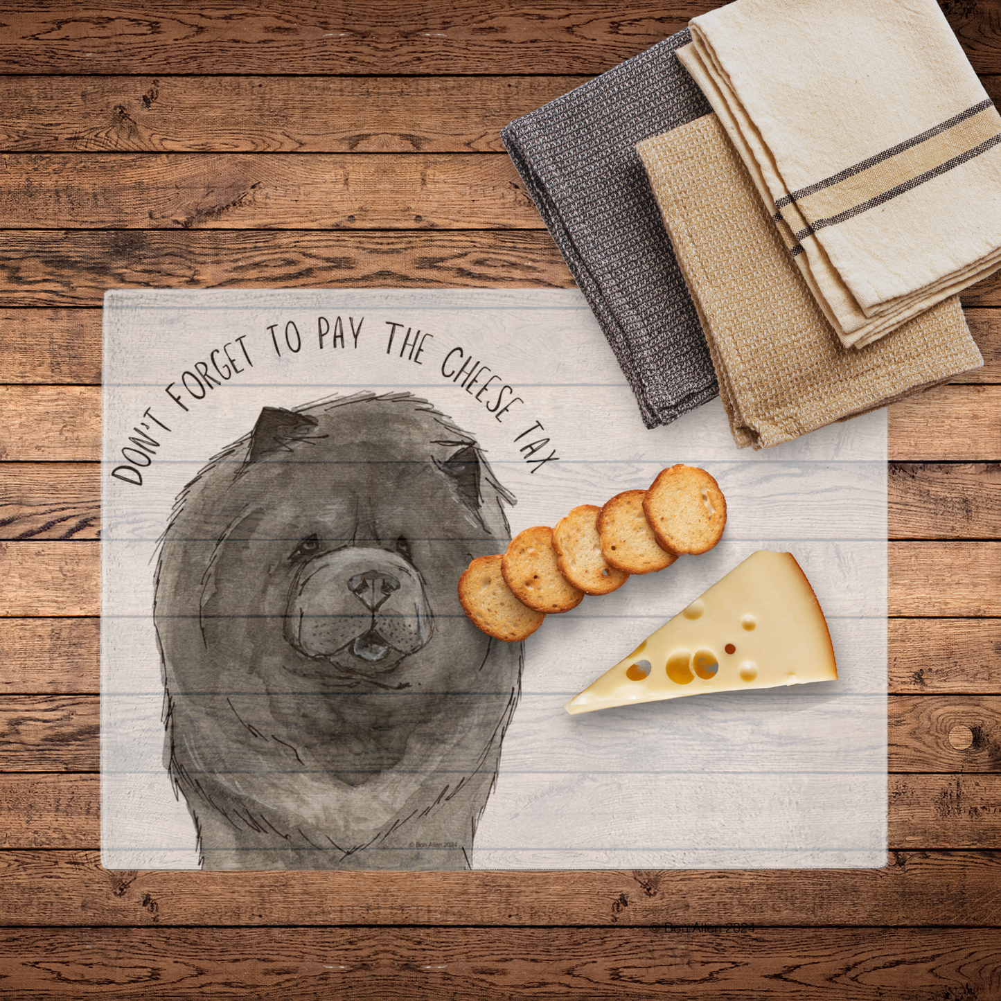 Blue Chow Chow "Cheese Tax" Chopping Board – The Perfect Dog Lover's Kitchen Addition