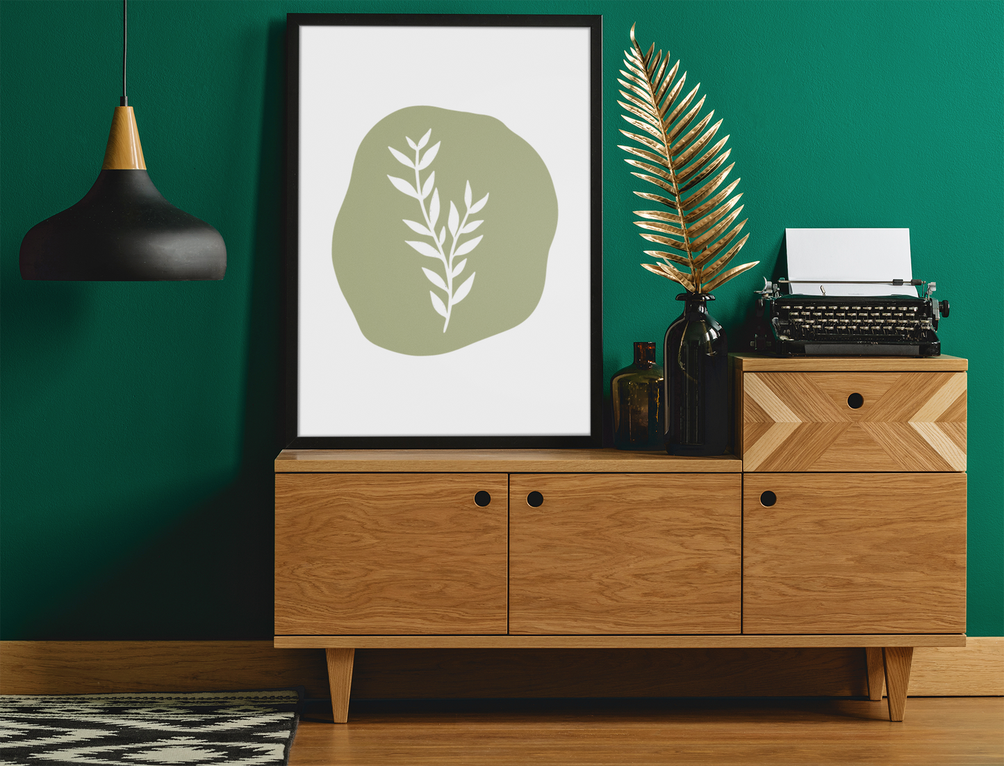 Boho Leaf Pattern Boho Hippie Simple Home Wall Decor Print