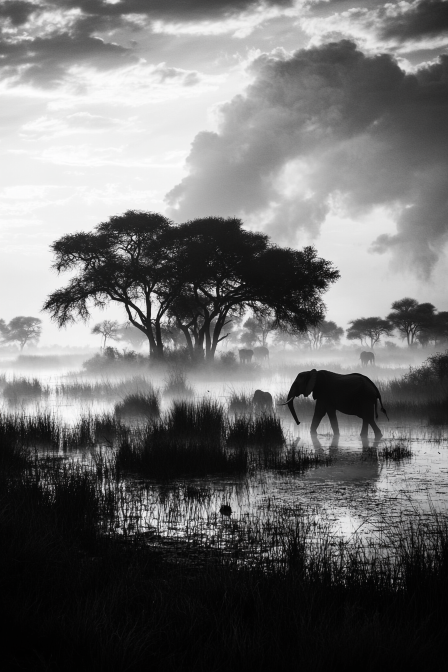 Botswana Twilight Reflections Canvas