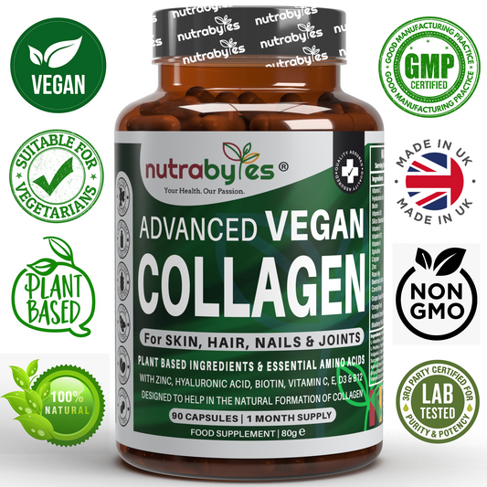 Advanced Vegan Collagen | Plant-Based Ingredients Including Essential Amino Acids | 90 Capsules | 1 Month | Hair, Skin, Nails and Joints | Collagen Supplements for Men & Women