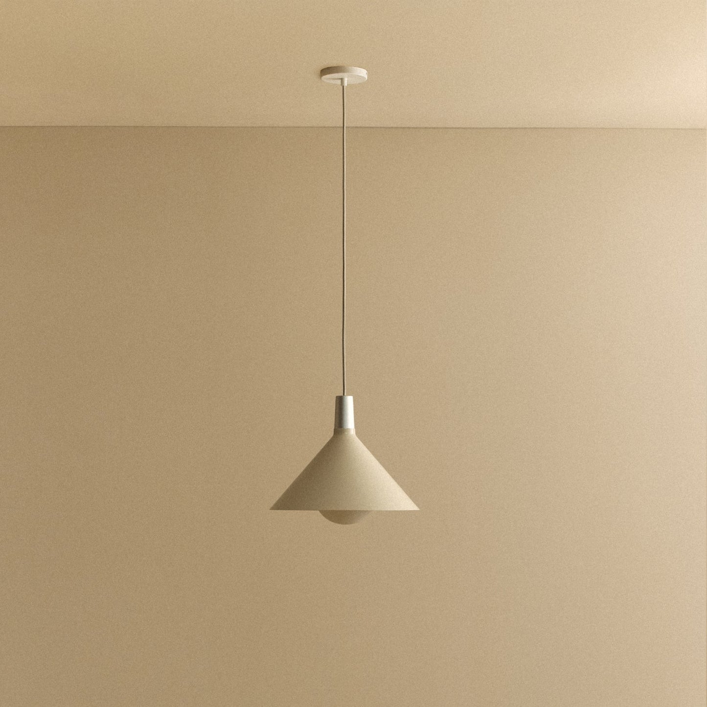 Bower Pendant Light Medium in Oyster White + Sphere IV