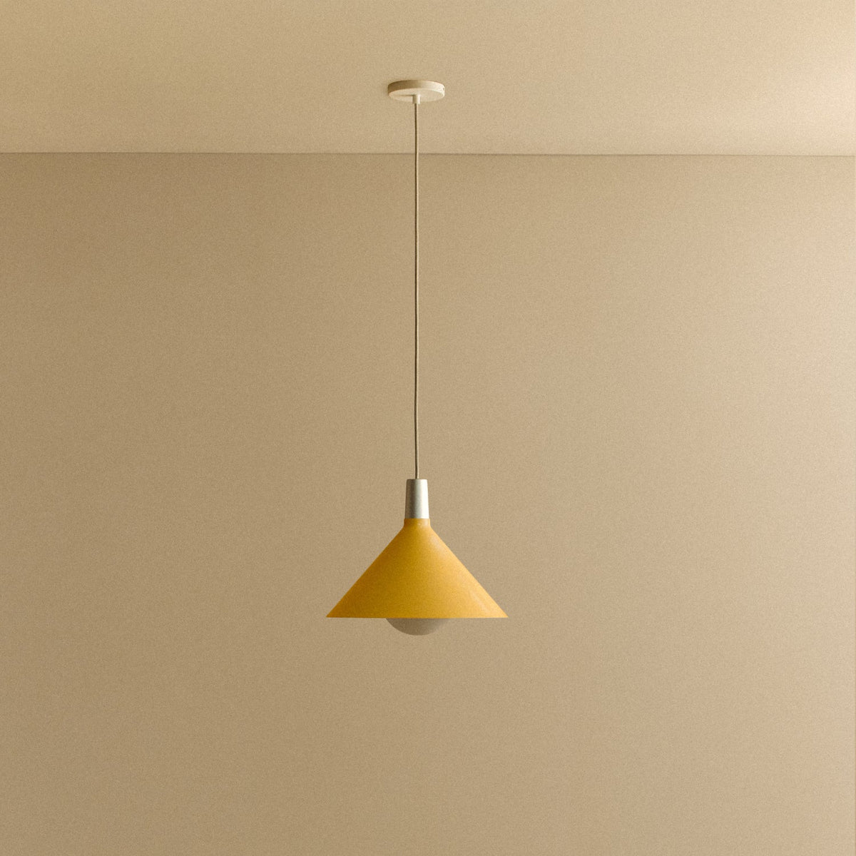 Bower Pendant Light Medium in Yellow + Sphere IV