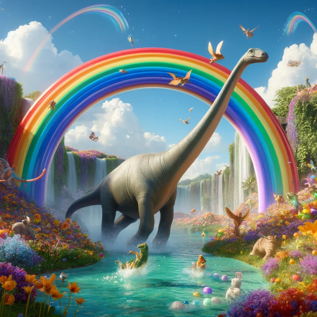 Brachiosaurus Rainbow Slide Canvas