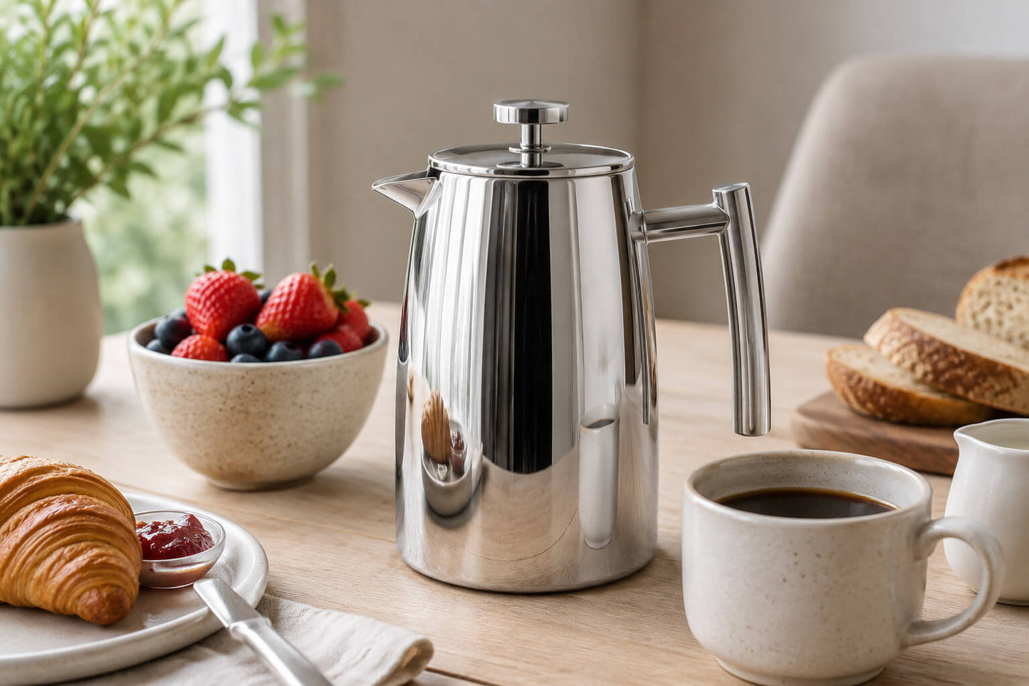 Grunwerg Belmont Double Wall Stainless Steel Cafetiere