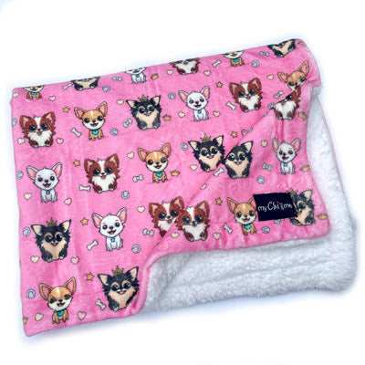 Signature Pink Chihuahua Print Exclusive Soft Cosy Fleece Blanket by My Chi and Me