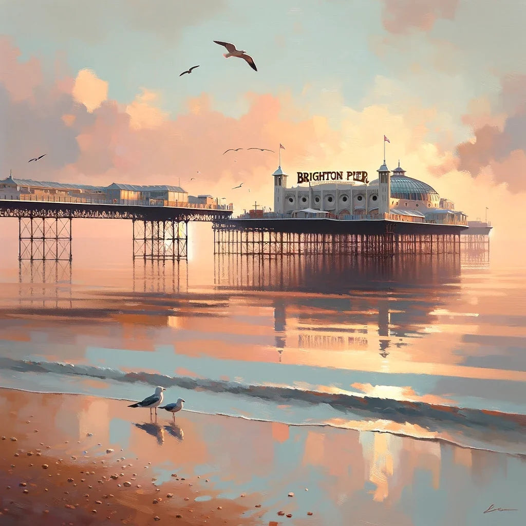 Brighton Pier Tranquil Morning Cotton Cushion