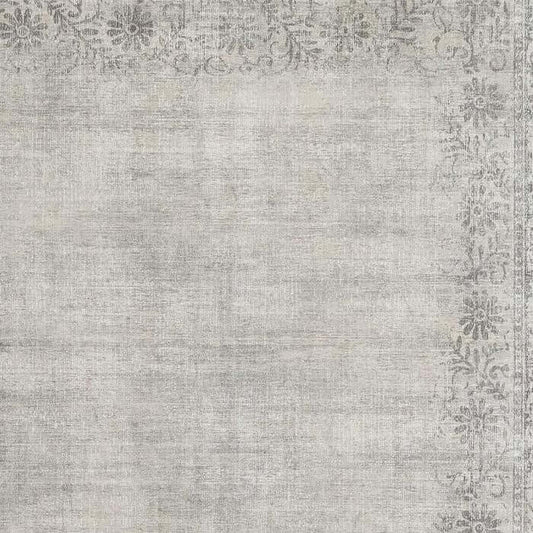 Eco-Washable Grey Rug Bordered Design