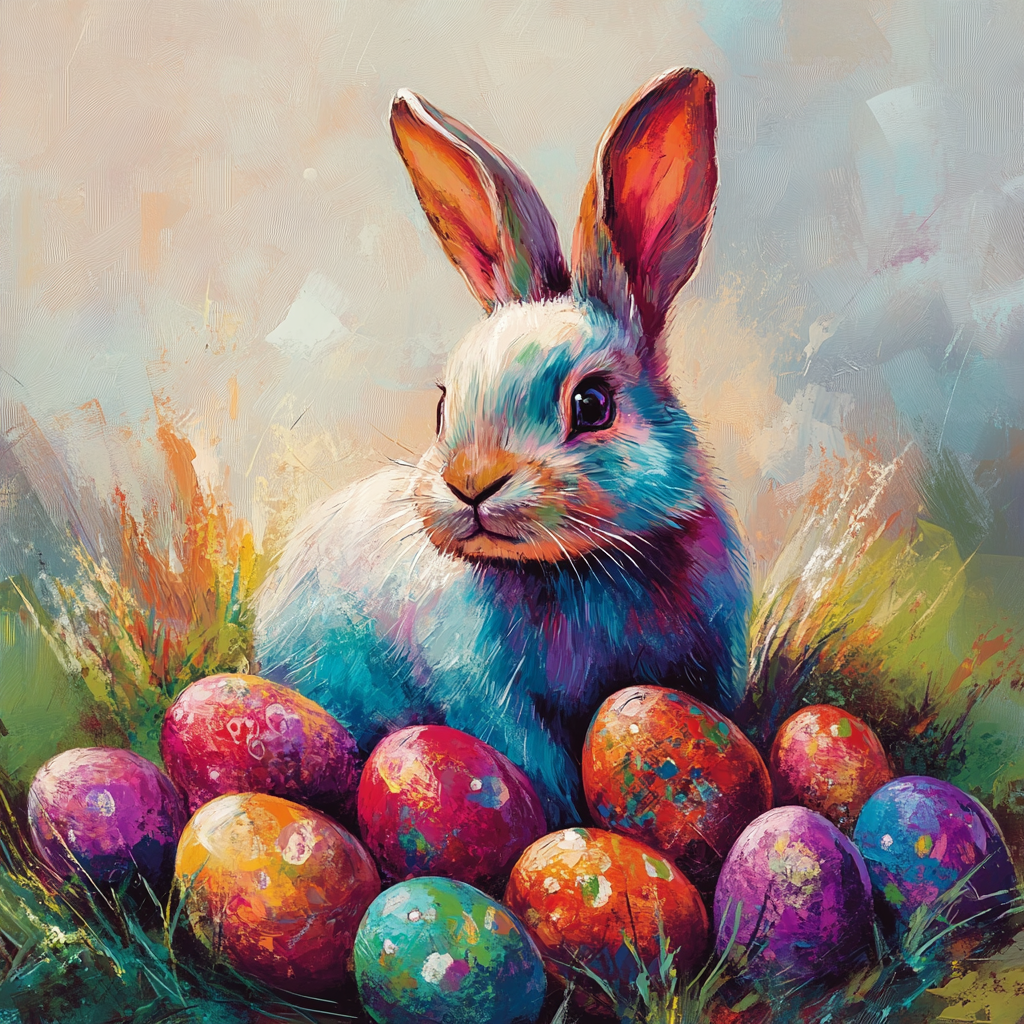 Bunny and Easter Eggs Canvas