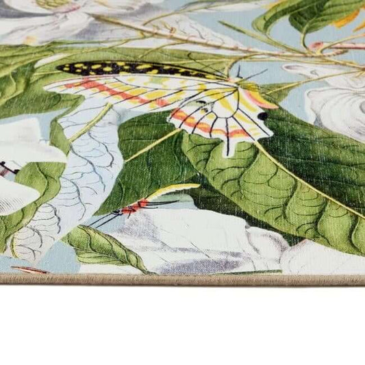 Eco-Washable Multicolour Rug Floral Design