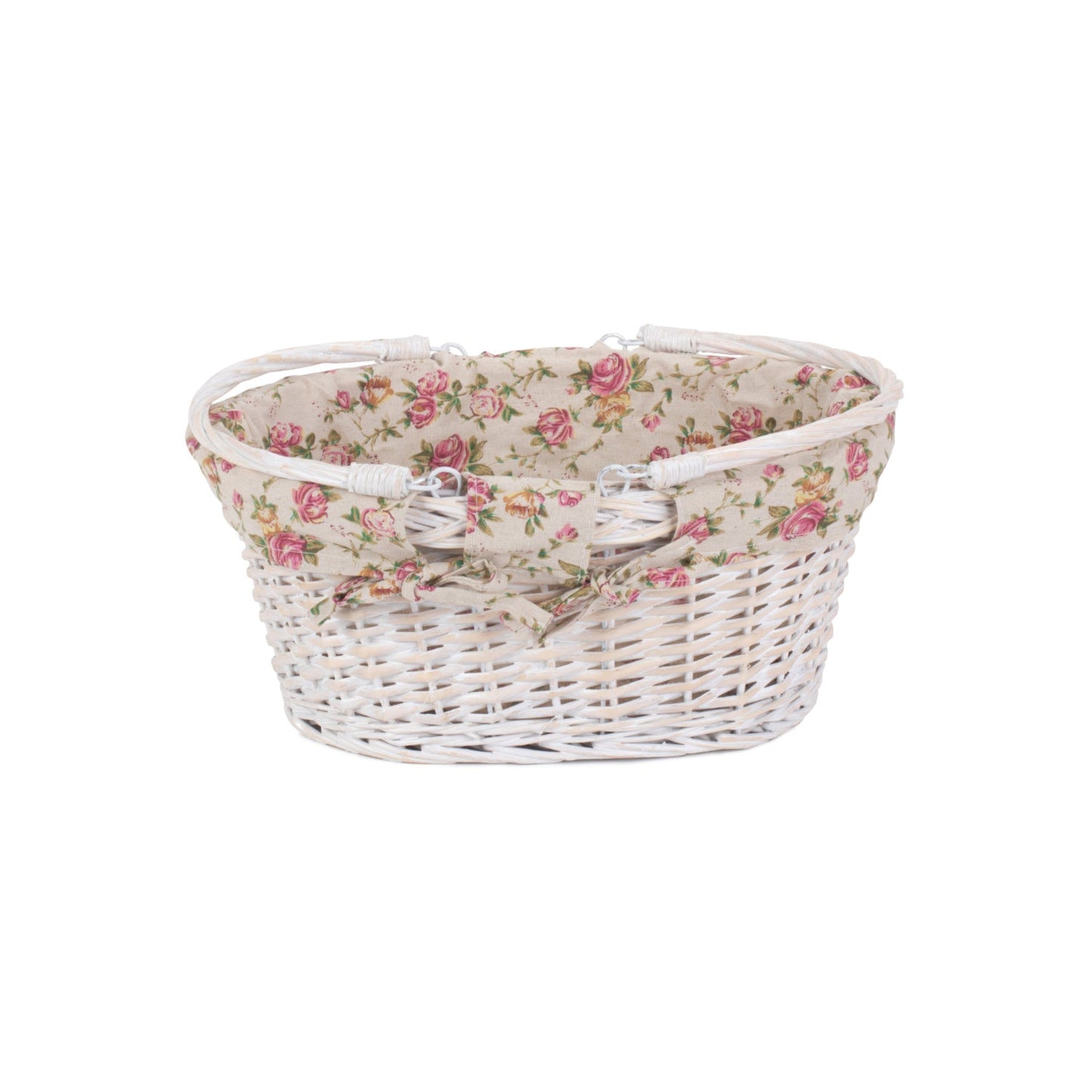 Medium White Swing Handle Shopper - Garden Rose Lining