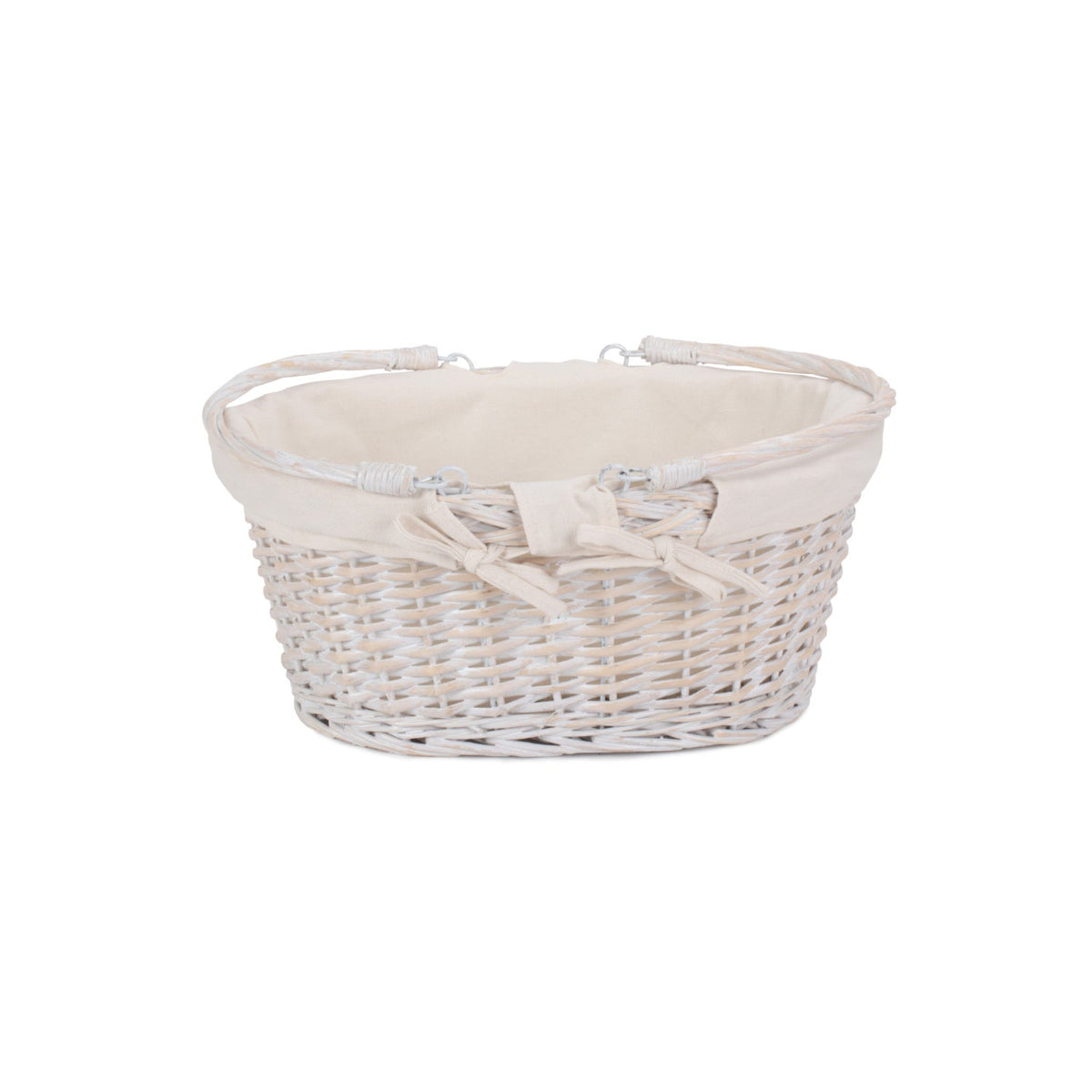 Medium White Swing Handle Shopper - White Lining