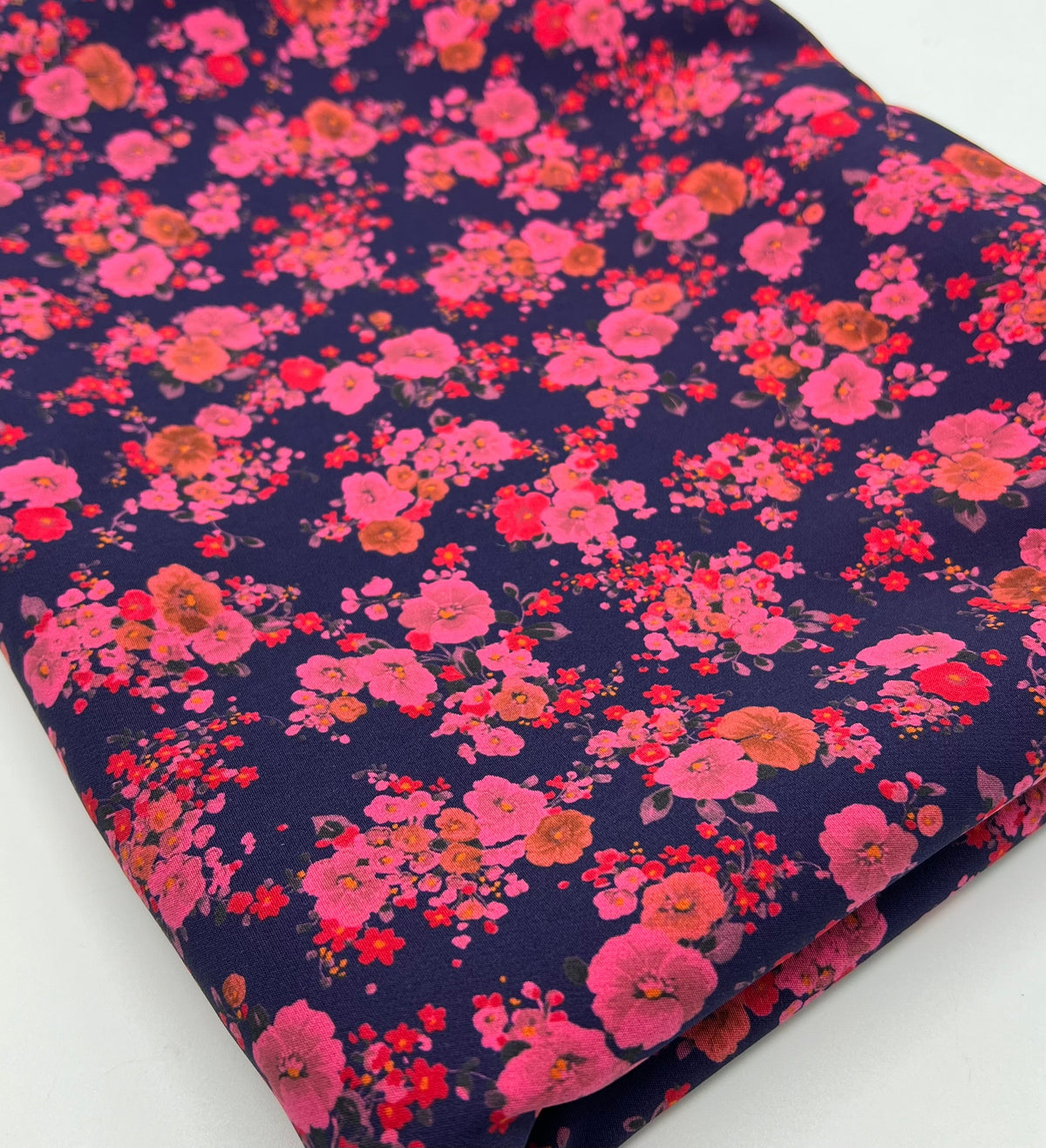 Purple Ditsy Floral Compact Crepe Fabric 2 Way Stretch