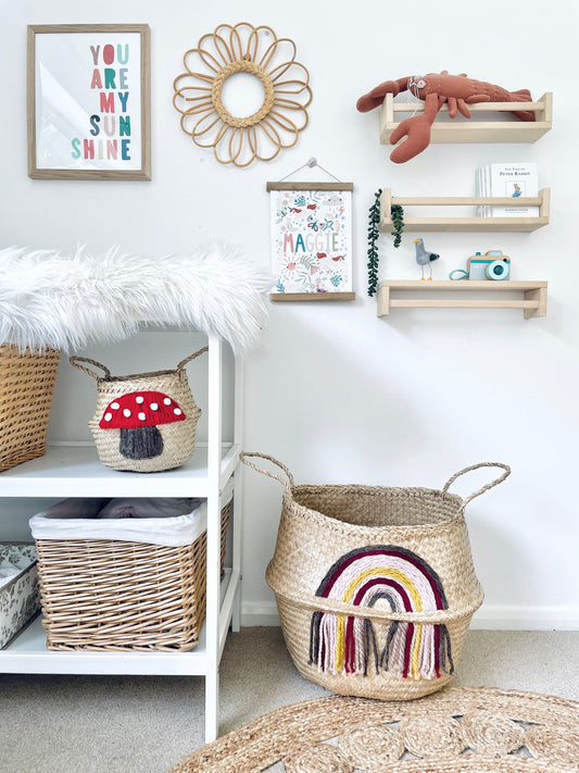 Maroon tassel rainbow basket - Extra Large