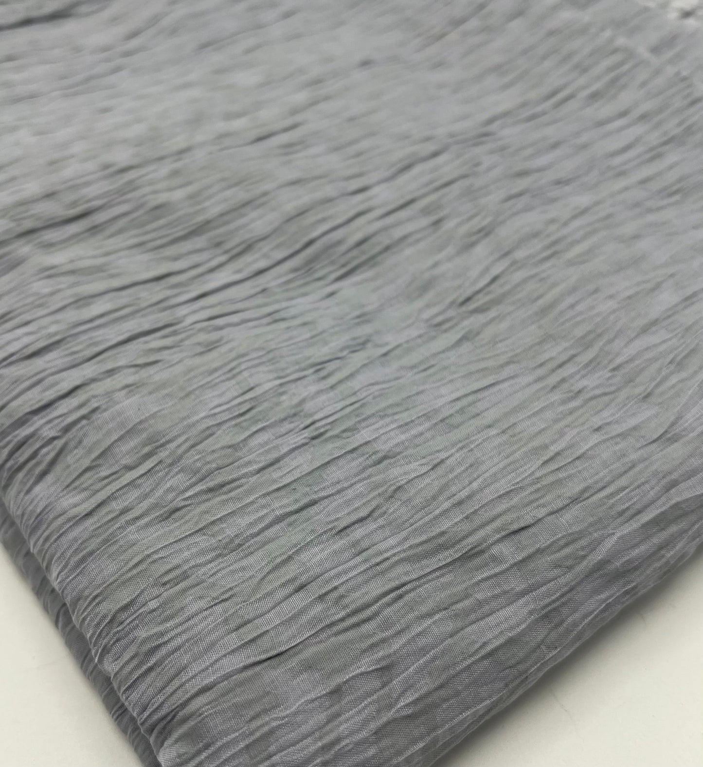 Grey Detailed Crinkled Lightweight Non Stretch Fabric