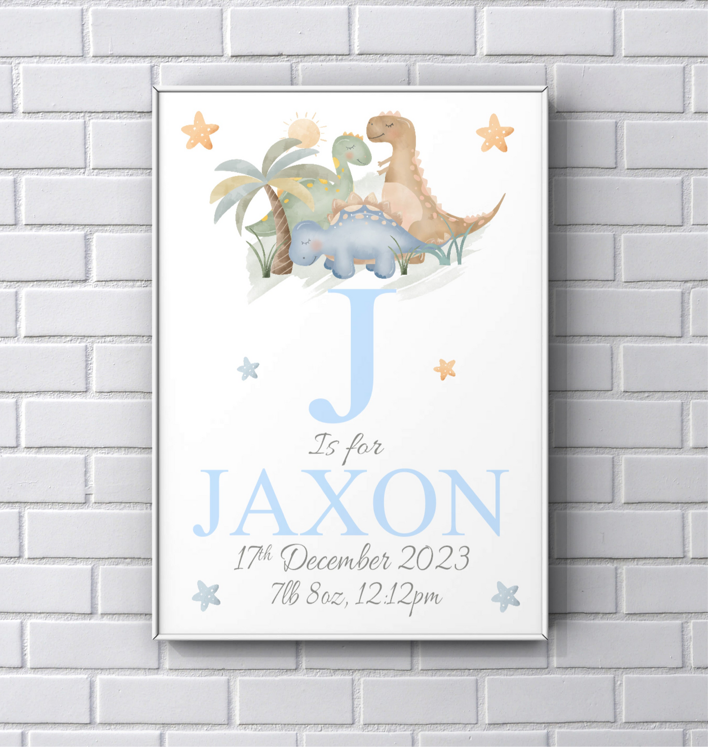 Personalised Dinosaur Newborn PRINT baby boy gift