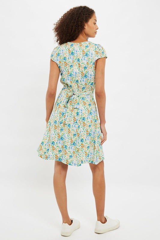 Louche Cathleen Mini Flower Show Print Mini Tea Dress