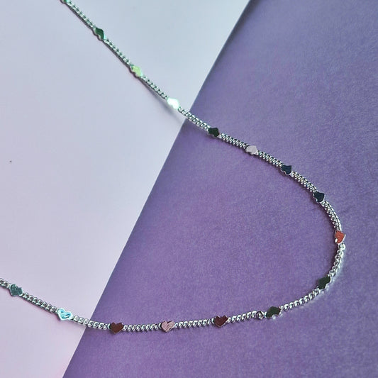 Heart Dainty Chain Silver Necklace