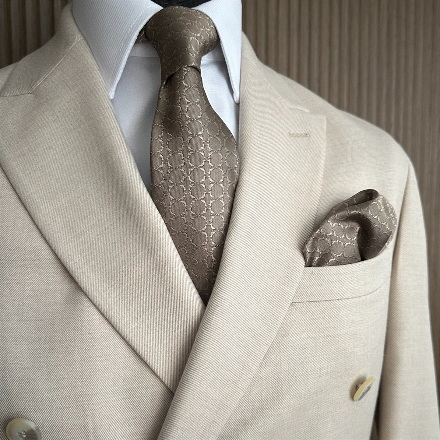 Dark Beige Textured Pocket Square