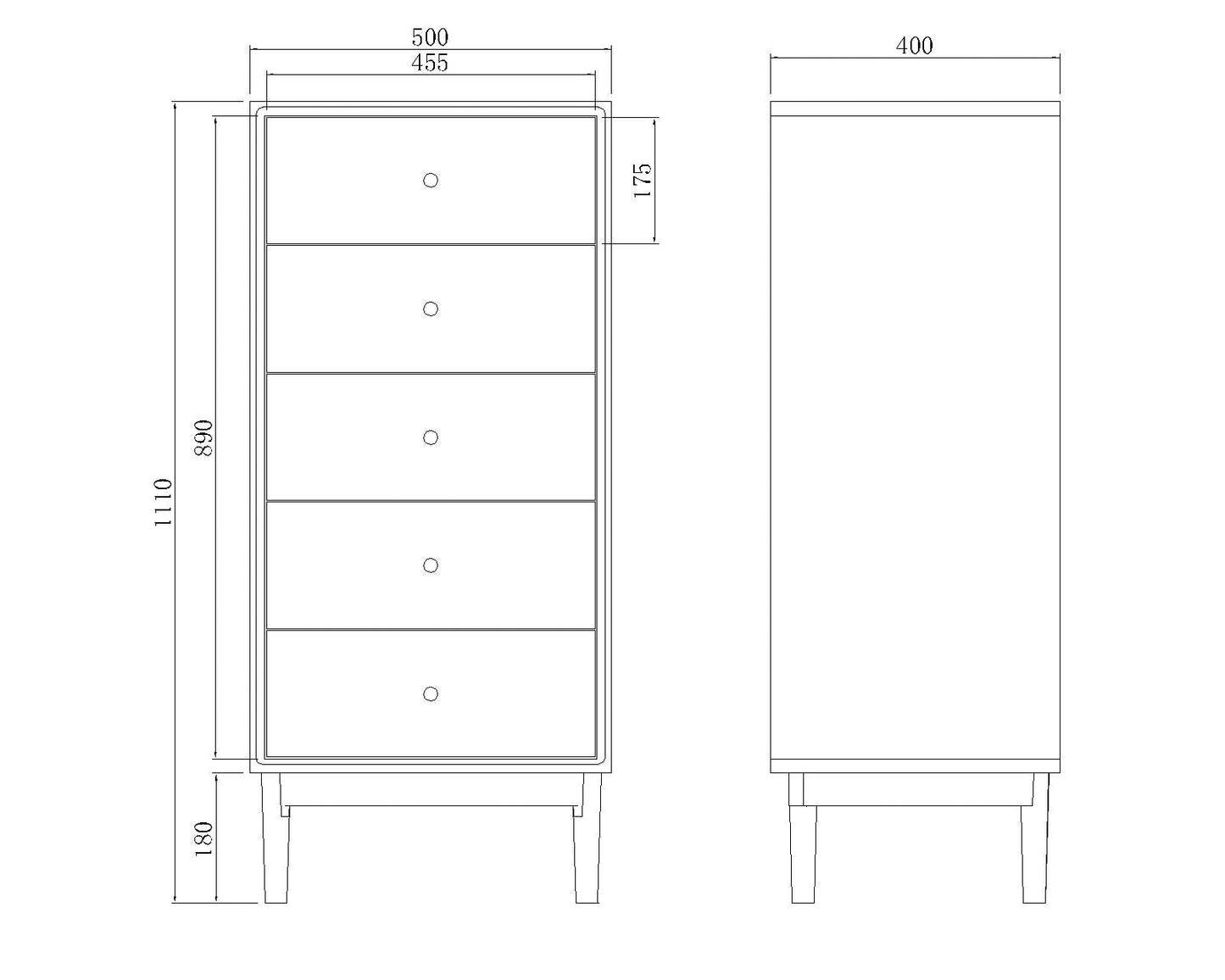 Wright Walnut Tallboy Chest of 5 Drawers