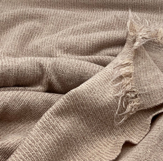 Stone Soft Brushed Cosy Fine Rib Stretch Fabric