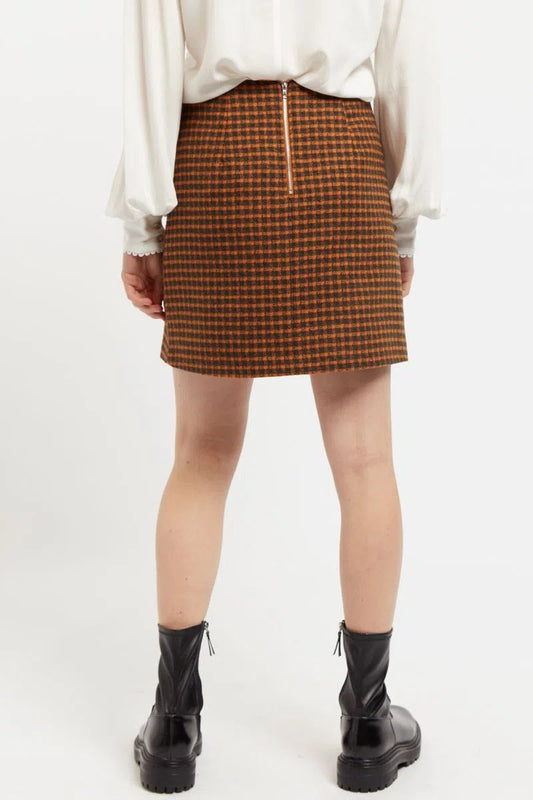 Louche Aubin Cottage Check A Line Mini Skirt Ginger