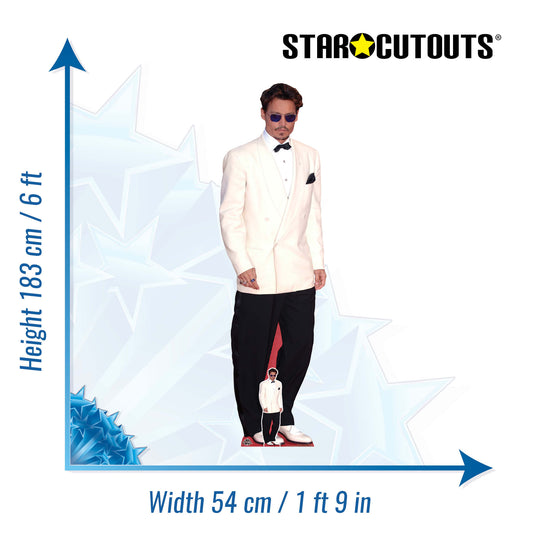 CS1153 Johnny Depp White Jacket Height 183cm Lifesize Cardboard Cut Out With Mini