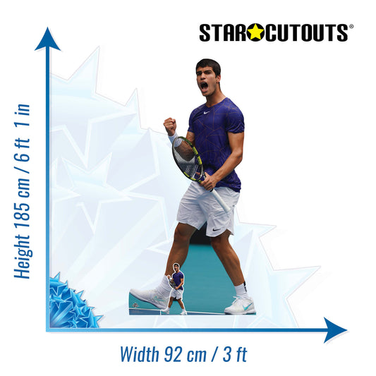 CS1165 Carlos Alcaraz Tennis Cardboard Cutout With Mini Height 185cm