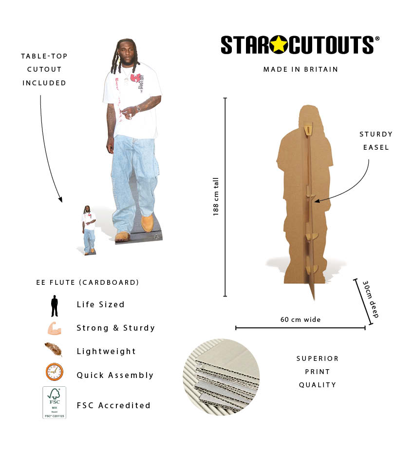 CS1281 Burna Boy Cardboard Cutout Height 188cm